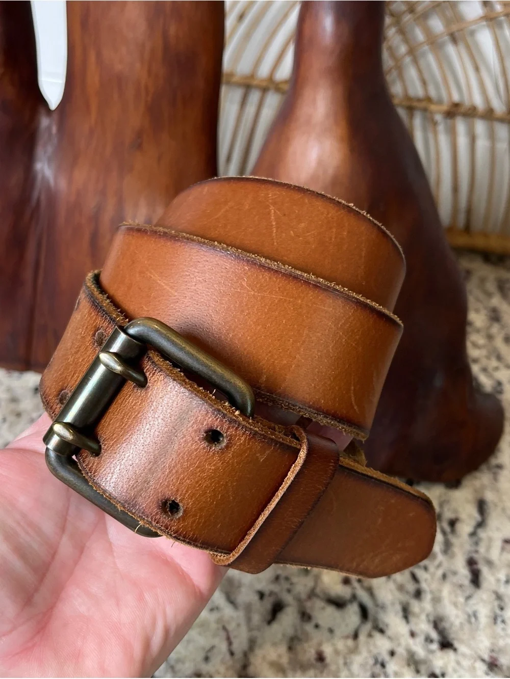 Vintage American Eagle Distressed Tan Belt